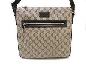 Gucci Shoulder Bag Dark Brown Beige Cream GG Supreme HU